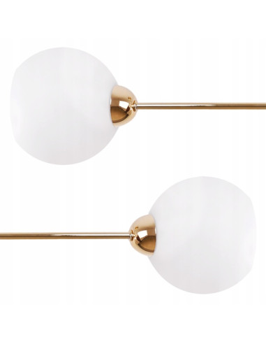 Lampa sufitowa Asturia 2 - Stylowa złota lampa z białymi kloszami do nowoczesnych wnętrz i eleganckich aranżacji.