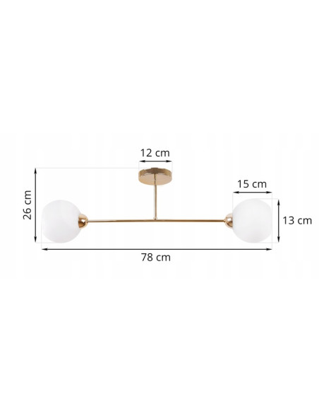 Lampa sufitowa Asturia 2 - Stylowa złota lampa z białymi kloszami do nowoczesnych wnętrz i eleganckich aranżacji.
