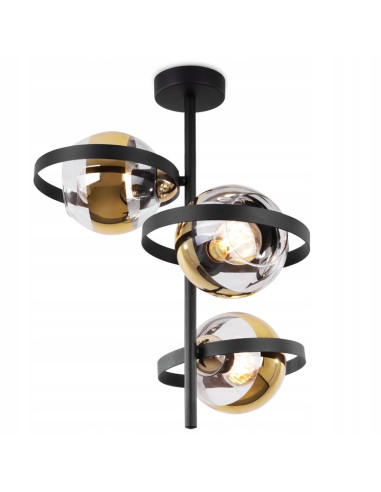 Elegancka lampa sufitowa RONDA w złotym i czarnym – nowoczesny plafon do salonu i różnych wnętrz