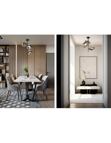 Elegancka lampa sufitowa RONDA w złotym i czarnym – nowoczesny plafon do salonu i różnych wnętrz