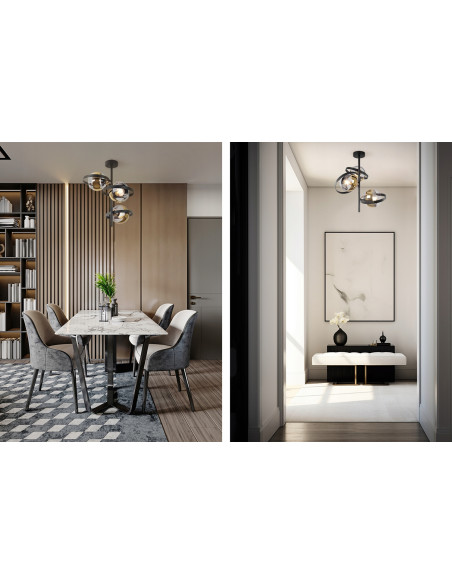 Elegancka lampa sufitowa RONDA w złotym i czarnym – nowoczesny plafon do salonu i różnych wnętrz