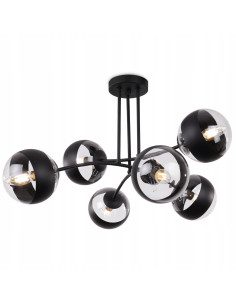 Lampa sufitowa Toledo 6-klośnikowa, czarna, nowoczesny design do eleganckich wnętrz - idealna do salonu i jadalni