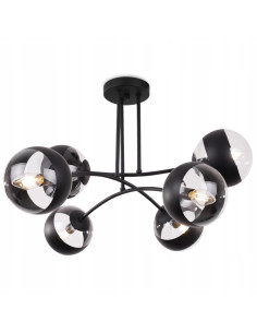 Lampa sufitowa Toledo 6-klośnikowa, czarna, nowoczesny design do eleganckich wnętrz - idealna do salonu i jadalni 2
