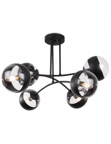 Lampa sufitowa Toledo 6-klośnikowa, czarna, nowoczesny design do eleganckich wnętrz - idealna do salonu i jadalni
