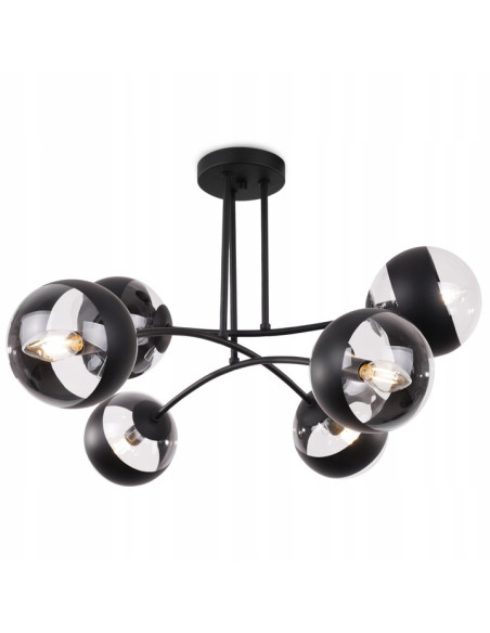 Lampa sufitowa Toledo 6-klośnikowa, czarna, nowoczesny design do eleganckich wnętrz - idealna do salonu i jadalni
