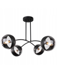 Lampa sufitowa industrialna Toledo 4-złote kuliste klosze czarna do nowoczesnej kuchni i jadalni