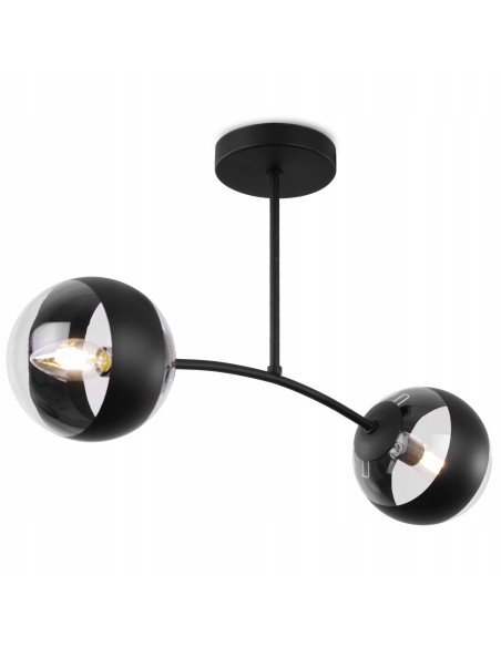 Plafon industrialny Toledo 2 klosze czarny - nowoczesne oświetlenie do biura, sypialni i salonu