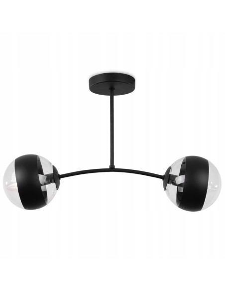 Plafon industrialny Toledo 2 klosze czarny - nowoczesne oświetlenie do biura, sypialni i salonu