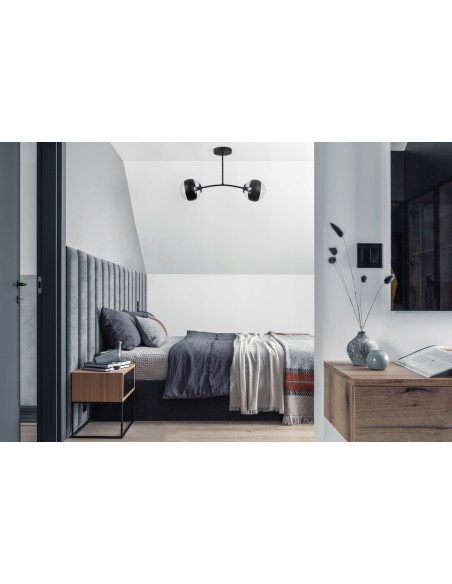 Plafon industrialny Toledo 2 klosze czarny - nowoczesne oświetlenie do biura, sypialni i salonu