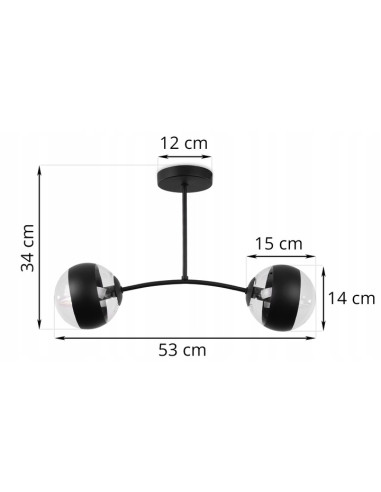 Plafon industrialny Toledo 2 klosze czarny - nowoczesne oświetlenie do biura, sypialni i salonu