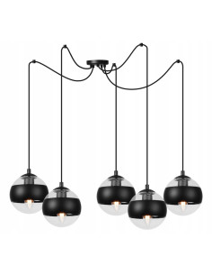 Lampa sufitowa industrialna TOLEDO 5L, czarna metalowo-szklana, regulowana, do biura i jadalni 2