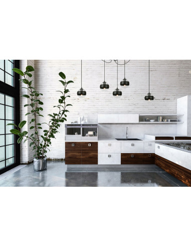 Lampa sufitowa industrialna TOLEDO 5L, czarna metalowo-szklana, regulowana, do biura i jadalni