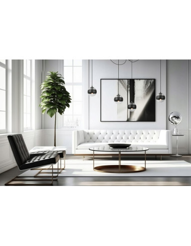 Lampa wisząca TOLEDO w stylu industrialnym z regulacją wysokości i 4 źródłami światła E14, klosze szklane z czarnym akcentem