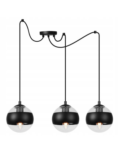 Lampa wisząca TOLEDO 3-punktowa z czarnymi paskami – nowoczesne oświetlenie do kuchni i jadalni