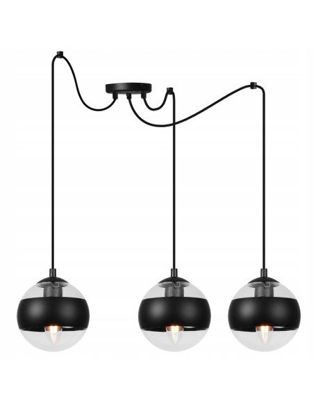 Lampa wisząca TOLEDO 3-punktowa z czarnymi paskami – nowoczesne oświetlenie do kuchni i jadalni