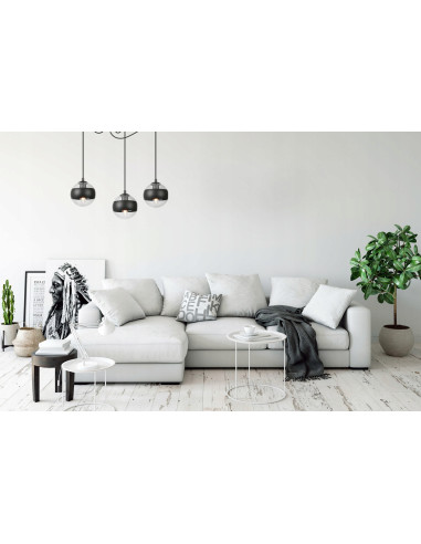 Lampa wisząca TOLEDO 3-punktowa z czarnymi paskami – nowoczesne oświetlenie do kuchni i jadalni