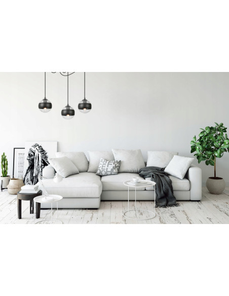 Lampa wisząca TOLEDO 3-punktowa z czarnymi paskami – nowoczesne oświetlenie do kuchni i jadalni