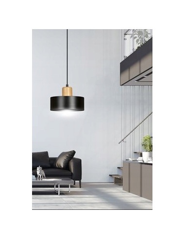 Lampa sufitowa TORIN czarna – skandynawskie oświetlenie z metalowym kloszem do nowoczesnych wnętrz.