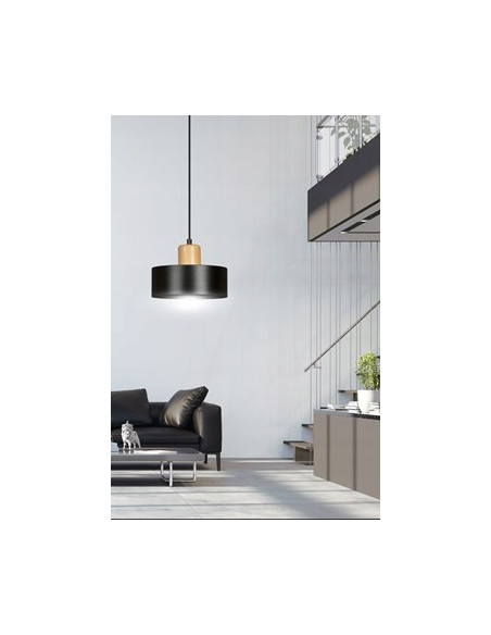 Lampa sufitowa TORIN czarna – skandynawskie oświetlenie z metalowym kloszem do nowoczesnych wnętrz.