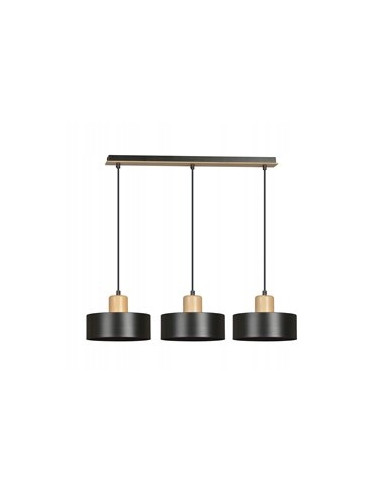 Lampa wisząca TORIN 3-punktowa czarna - nowoczesny design do kuchni i biura, polska jakość.