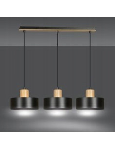 Lampa wisząca TORIN 3-punktowa czarna - nowoczesny design do kuchni i biura, polska jakość. 2
