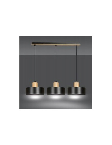 Lampa wisząca TORIN 3-punktowa czarna - nowoczesny design do kuchni i biura, polska jakość.