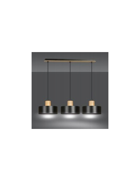 Lampa wisząca TORIN 3-punktowa czarna - nowoczesny design do kuchni i biura, polska jakość.