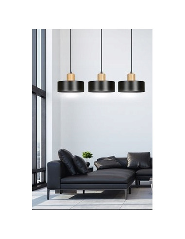 Lampa wisząca TORIN 3-punktowa czarna - nowoczesny design do kuchni i biura, polska jakość.
