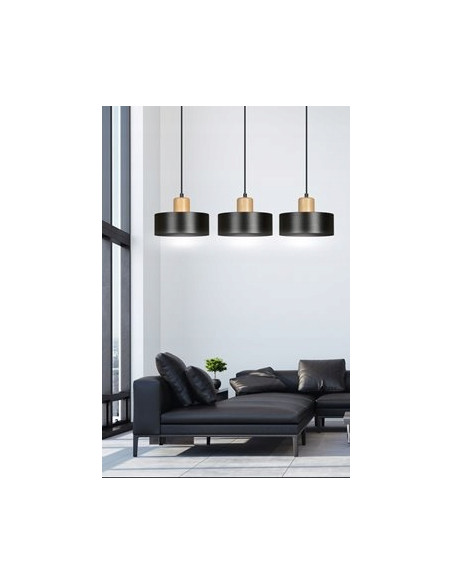 Lampa wisząca TORIN 3-punktowa czarna - nowoczesny design do kuchni i biura, polska jakość.