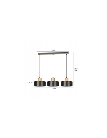 Lampa wisząca TORIN 3-punktowa czarna - nowoczesny design do kuchni i biura, polska jakość.