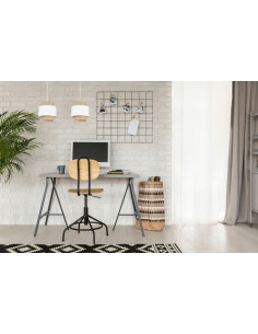 Podwójna lampa wisząca BOHO w bieli i beżu z drewnianą siateczką - nowoczesny styl do każdego wnętrza 2