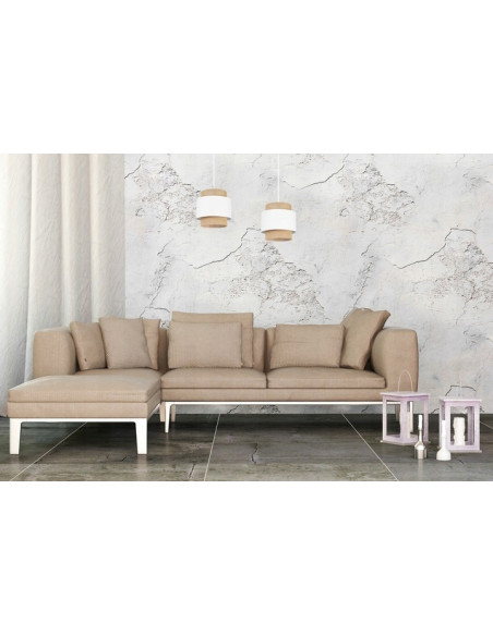 Podwójna lampa wisząca BOHO w bieli i beżu z drewnianą siateczką - nowoczesny styl do każdego wnętrza