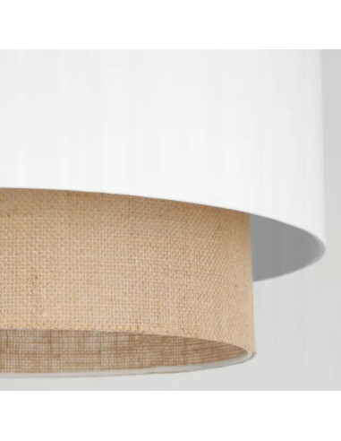 Podwójna lampa wisząca BOHO w bieli i beżu z drewnianą siateczką - nowoczesny styl do każdego wnętrza