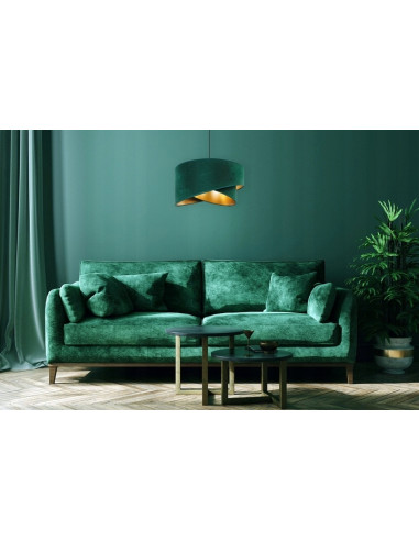 Lampa wisząca Mediolan w zieleni z złotym akcentem – idealne oświetlenie do salonu i eleganckich wnętrz.