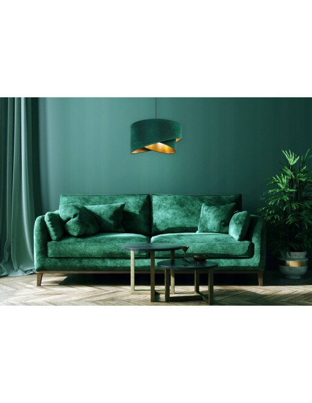 Lampa wisząca Mediolan w zieleni z złotym akcentem – idealne oświetlenie do salonu i eleganckich wnętrz.