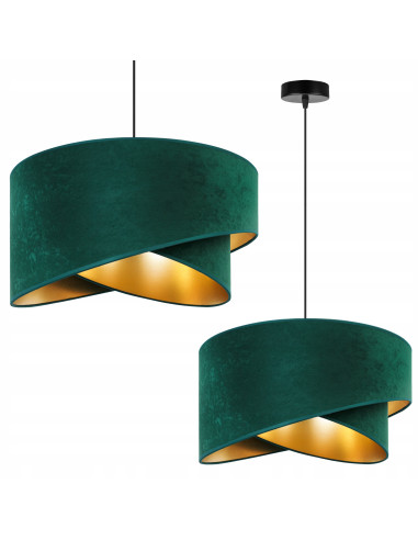 Lampa wisząca Mediolan w zieleni z złotym akcentem – idealne oświetlenie do salonu i eleganckich wnętrz.