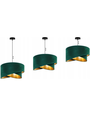 Lampa wisząca Mediolan w zieleni z złotym akcentem – idealne oświetlenie do salonu i eleganckich wnętrz.