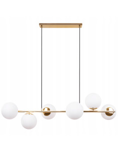 Lampa wisząca SIENA 6-punktowa w złotym kolorze z białymi kloszami - elegancja dla nowoczesnych wnętrz
