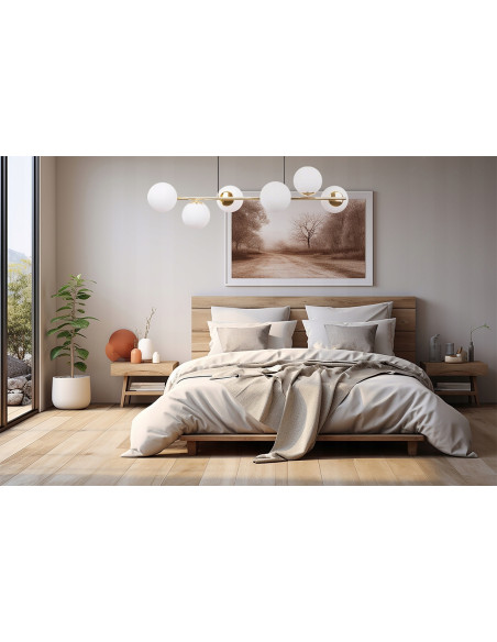 Lampa wisząca SIENA 6-punktowa w złotym kolorze z białymi kloszami - elegancja dla nowoczesnych wnętrz