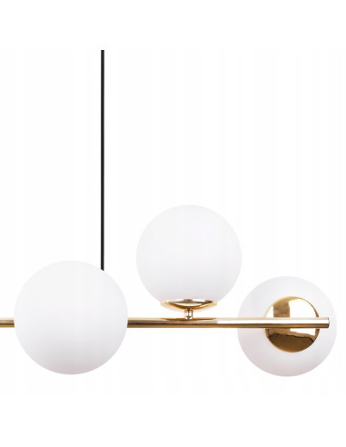 Lampa wisząca SIENA 6-punktowa w złotym kolorze z białymi kloszami - elegancja dla nowoczesnych wnętrz