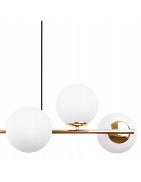 Lampa wisząca SIENA 6-punktowa w złotym kolorze z białymi kloszami - elegancja dla nowoczesnych wnętrz