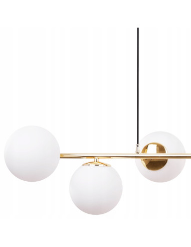 Lampa wisząca SIENA 6-punktowa w złotym kolorze z białymi kloszami - elegancja dla nowoczesnych wnętrz