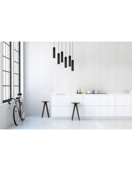 Lampa Tuba 6 Kloszy GU10 w Kolorze Czarnym – Nowoczesne Oświetlenie do Jadalni i Wnętrz Stylowych