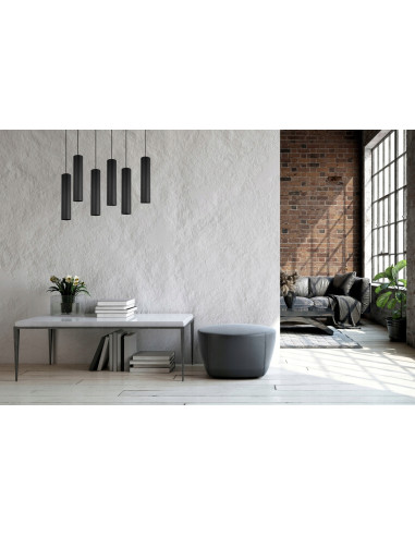 Lampa Tuba 6 Kloszy GU10 w Kolorze Czarnym – Nowoczesne Oświetlenie do Jadalni i Wnętrz Stylowych