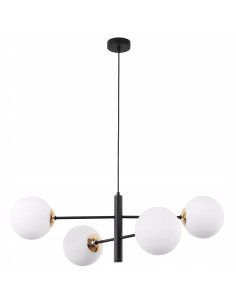 Lampa wisząca VICENZA z czarnymi ramionami i mlecznymi kloszami - nowoczesne oświetlenie do jadalni i biura