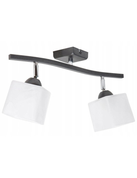 Plafon Tina 2 - Elegancki grafitowy plafon z regulowanymi kwadratowymi kloszami do nowoczesnych wnętrz