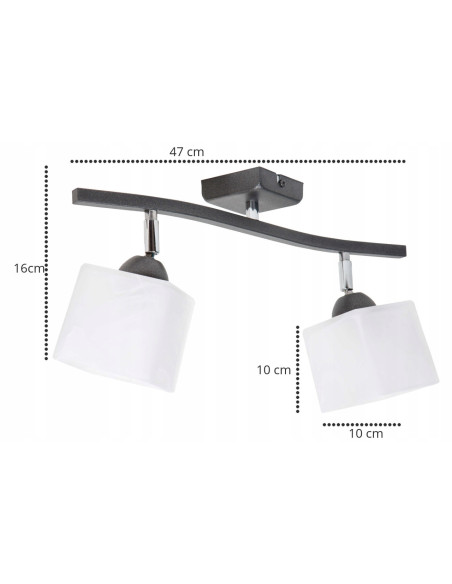 Plafon Tina 2 - Elegancki grafitowy plafon z regulowanymi kwadratowymi kloszami do nowoczesnych wnętrz