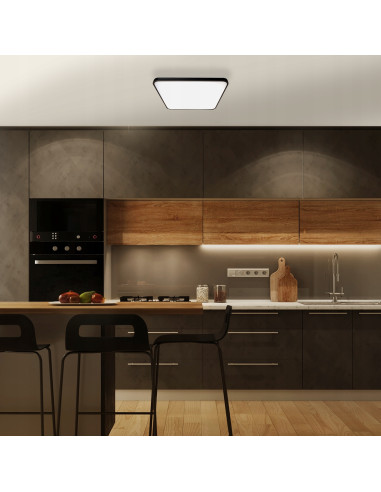 Nowoczesny plafon LED FABIO czarny 47 cm - Energooszczędne oświetlenie do biura, jadalni i więcej