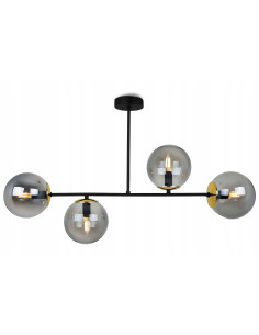 Plafon Tuluza 4-kloszowy czarno-złoty - nowoczesne oświetlenie do jadalni i kuchni z eleganckim akcentem