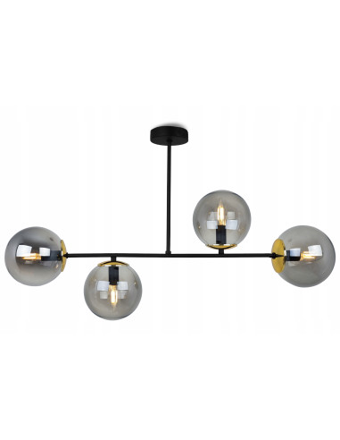 Plafon Tuluza 4-kloszowy czarno-złoty - nowoczesne oświetlenie do jadalni i kuchni z eleganckim akcentem